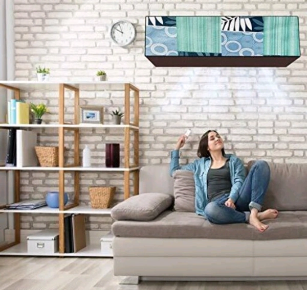 DREAM eHOME  PVC Blue Color Printed c 1.5TonAc Cover for Split Indoor -  1.5 Ton, Blue,  PVC,  Pack of1
